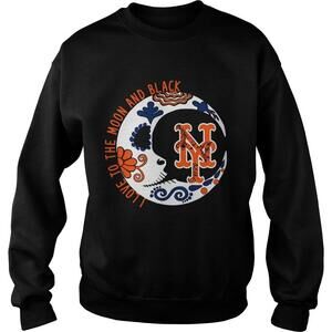 New York Mets I Love To The Moon And Black Sweatshirt
